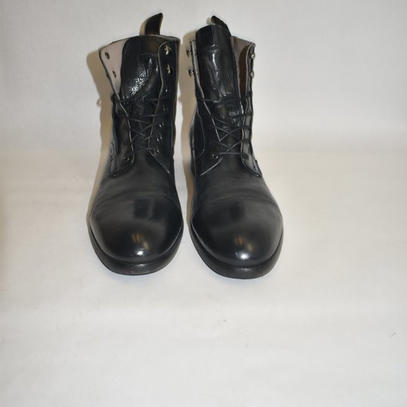 Allsaints Men's Mikkel Leather Combat Boots Black Size 45 EU 12 US - Picture 8 of 12
